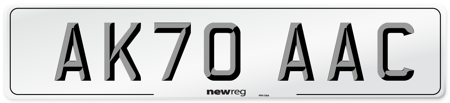 AK70 AAC Number Plate from New Reg